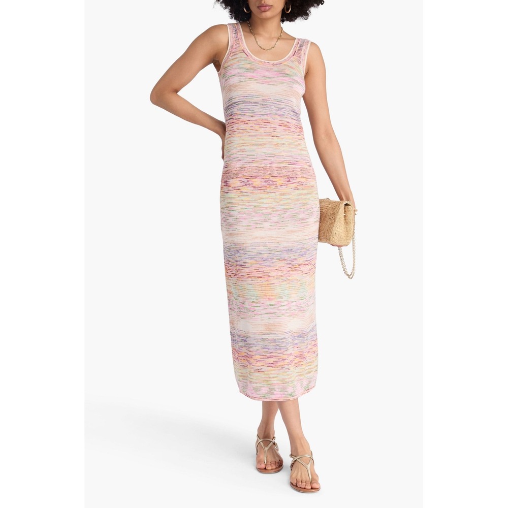Zimmermann Space Dye Knit Tank Top and Maxi Skirt Set Pink Orange XS 0